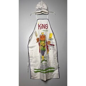 Vintage Parvin Creation Apron King BBQ and Chef Hat Set